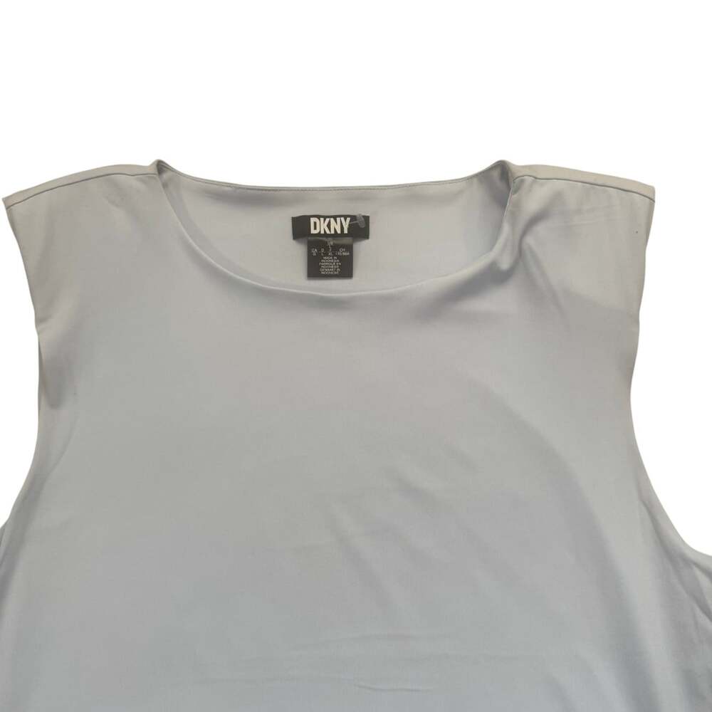 DKNY Suits Ice Blue Sleeveless Shell Top NWT Size L Shoulder Pads Career - Picture 5 of 16